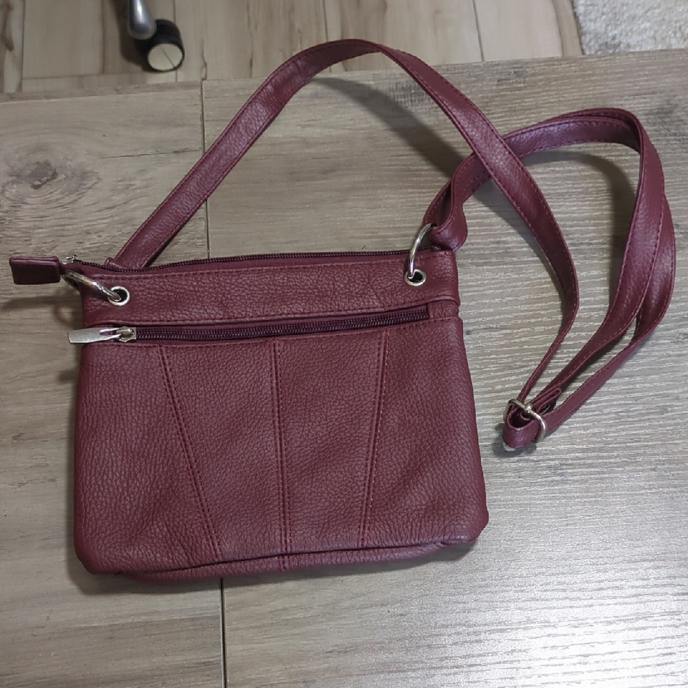 Genuine Leather Multi-Pocket Crossbody Purse